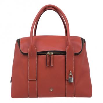 Carolina Herrera Red Leather Zip Around Hobo