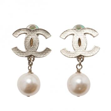 Chanel CC Pearl Earrings