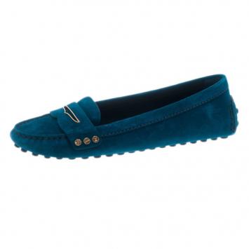Louis Vuitton Blue Suede Travel Loafers Size 38