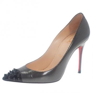 Christian Louboutin Metallic Leather Spiked Geo Pumps Size 37