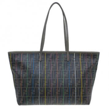 Fendi Zucca Tobacco Multicolor Canvas Large Spalmati Striped Tote