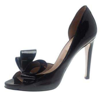 Valentino Black Patent Bow D'orsay Pumps size 37