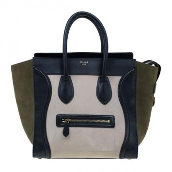 Celine Tricolor Smooth Leather Mini Luggage Tote