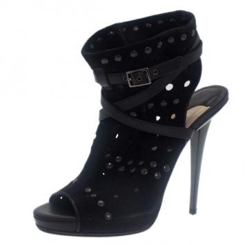 Jimmy Choo Black Suede Studded Ankle Booties Size 39