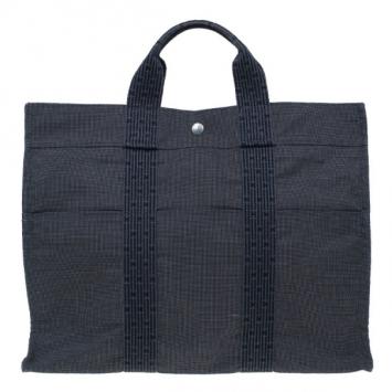 Hermes Grey Canvas Herline Tote MM