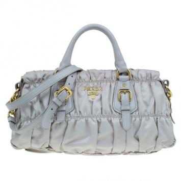 Prada Grey Nylon Medium Tessuto Gaufre Tote