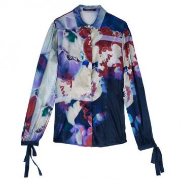 Roberto Cavalli Multicolor Floral Silk Blouse S