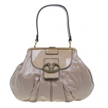 Valentino Beige Patent Leather Small Frame Hobo