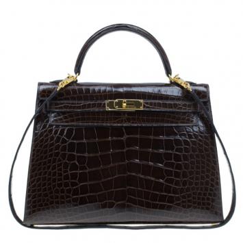 Hermes Shiny Havana Alligator Sellier Kelly 32
