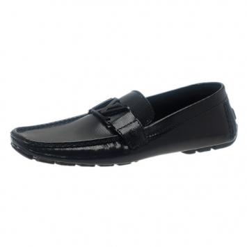 Pre Owned Louis Vuitton Black Patent Monte Carlo Loafers Size 42.5