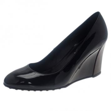 Tod’s Black Patent Wedges Pumps Size 38.5