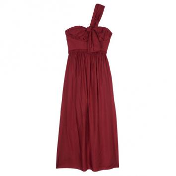 Chloe Asymmetrical Silk Twill Midi Dress M