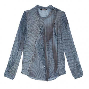 Roberto Cavalli Fringe Detail Chiffon Shirt M