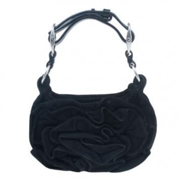 Saint Laurent Paris Black Suede Era Nadja Flower Pochette