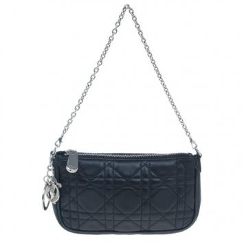 Dior Black Lambskin Cannage Pochette