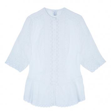 Oscar De La Renta White Eyelet Top XXL