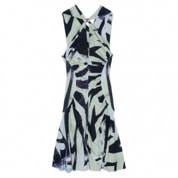 Roberto Cavalli Abstract Monochrome Print Dress M