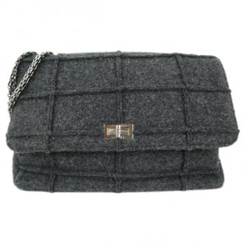 Chanel Grey Wool Chocolate Bar Reissue 2.55 Shoulder Bag