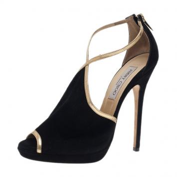 Jimmy Choo Black Suede Fey Back Zip Pumps Size 39