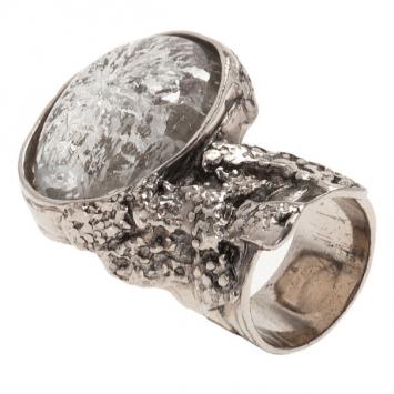 Saint Laurent Paris Silver Tone Arty Ring Size 54