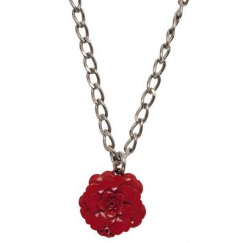 Chanel Camellia Red Pendant Necklace