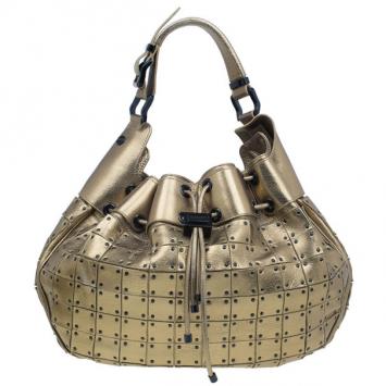 Burberry Gold Leather Prorsum Studded Warrior Bag
