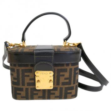 Pre Owned Fendi Brown Zucca Canvas Vanity Bag