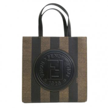 Fendi Brown Pequin Canvas Tote