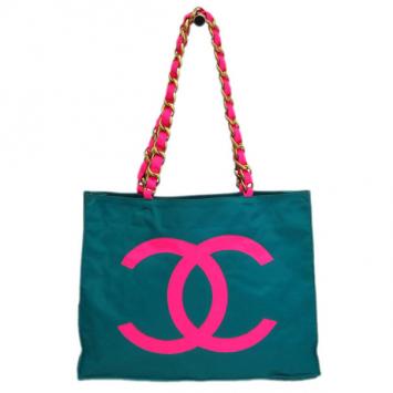 Chanel Bi Color Nylon CC XL Jumbo Shopping Tote 