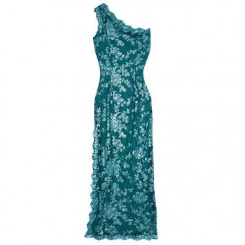 Tadashi Shoji One Shoulder Sequin Gown M