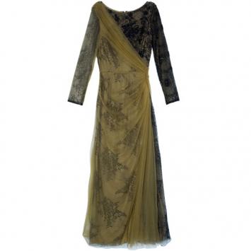 Tadashi Shoji Bead Embellished Dantelle Tulle Gown S