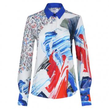 Prabal Gurung Printed Draped-Back Blouse M