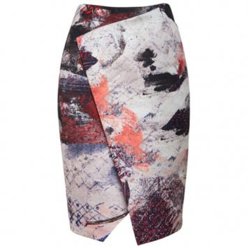 Prabal Gurung Asymmetric Printed Satin Skirt M