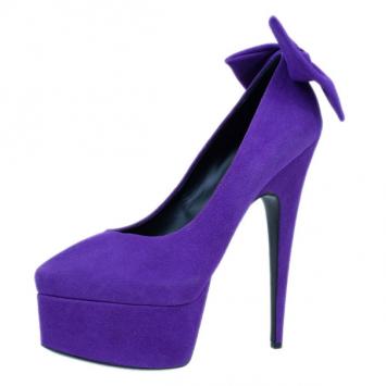 Giuseppe Zanotti Purple Suede Debra Bow Platform Pumps Size 41