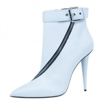 Giuseppe Zanotti White Leather Asymmetrical Zip Ankle Boots Size 41