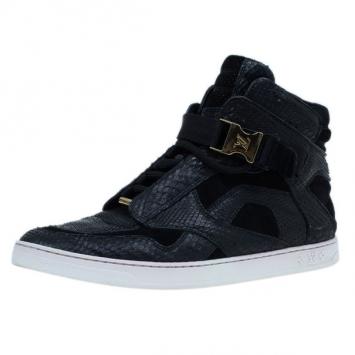 Louis Vuitton Black Python Slipstream Sneaker Boots Size 38
