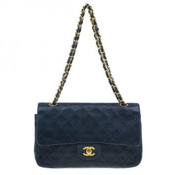 Chanel Black Lambskin Medium Double Flap Shoulder Bag