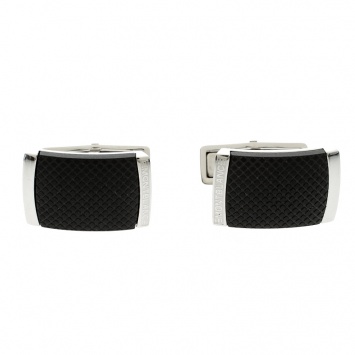 Pre Owned Montblanc Anwalker Extreme Black Textured Inlay Steel Cufflinks