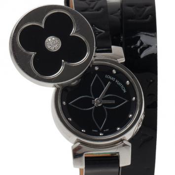 Louis Vuitton Black Stainless Steel Tambour Bijou Secret Women's Wristwatch 22MM