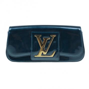 Louis Vuitton Bleu Nuit Patent Leather Sobe Clutch