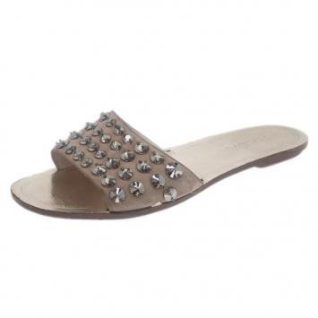 Prada Beige Suede Studded Flat Slides Size 37