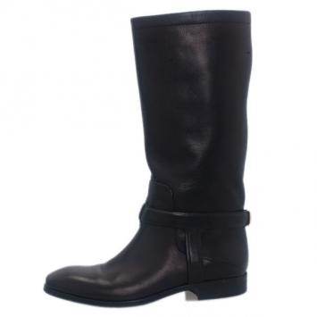 Dior Black Leather Riding Knee Boots Size 36.5