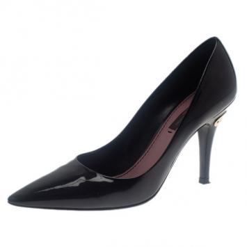 Louis Vuitton Black Patent Pointed Toe Pumps Size 36.5