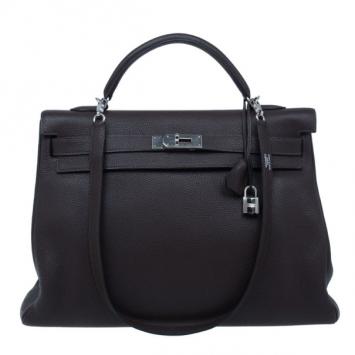 Hermes Caffe Clemence Taurillon Palladium Hardware Kelly 40