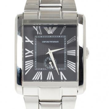 Pre Owned Emporio Armani Black Stainless Steel AR1642 Men's Wristwatch 36MM