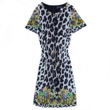 Versace Leopard Print Shift Dress M