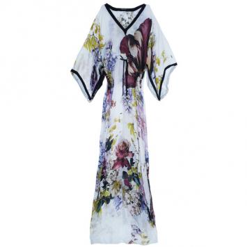 Roberto Cavalli Silk Flower Print Kaftan M