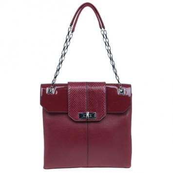 Cartier Red Leather and Patent Feminine Line Chain Bag