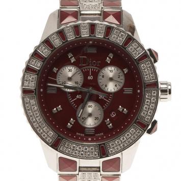 Dior Red Stainless Steel Christal Women's Wristwatch 38MM