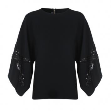 Elie Saab Black Wide-Sleeved Top L
